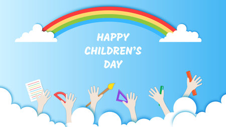 happy children's day banner design templateのイラスト素材