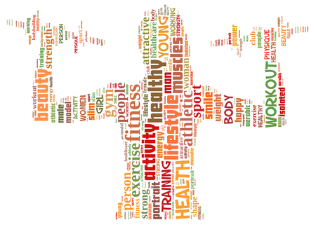 Fitness info-text graphics composed in female working out shape concept on white background の写真素材