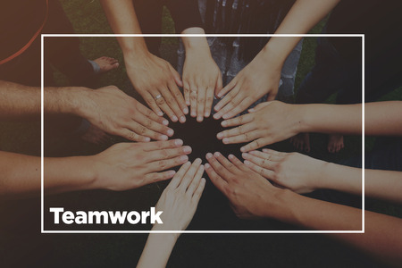 Collaboration Concept with text: Teamworkの写真素材
