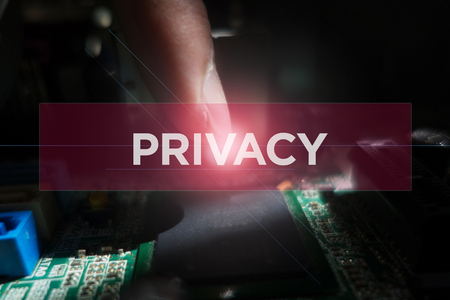Cyber Security Concept: Close-up of electronic circuit board with Privacyの写真素材