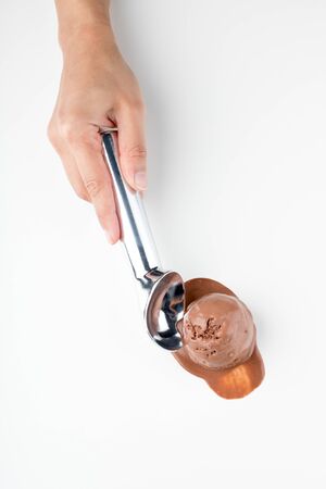 a scoop of chocolate ice creamの写真素材