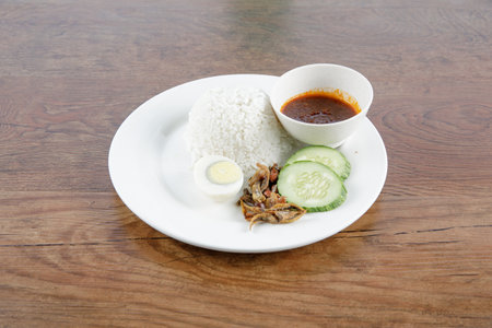 Nasi Lemak is a commonly found food in Malaysia, Brunei and Singapore. It is also an official national food in Malaysia.の写真素材