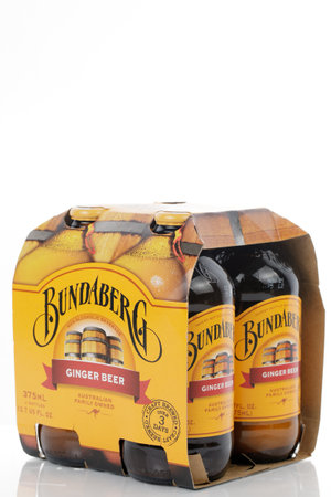 Malaysia, January 2021: a carton of Bunderberg Ginger Beer isolated on white backgroundのeditorial素材