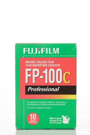 Malaysia, January 2021:a box of fujifilm fp-100c professional polaroid film isolated on white backgroundのeditorial素材