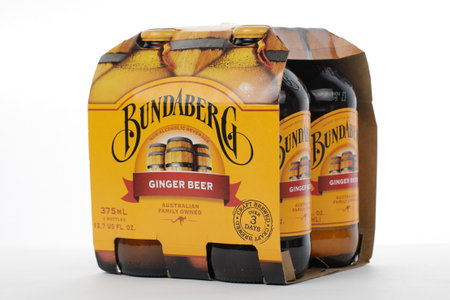 Malaysia, January 2021: a carton of Bunderberg Ginger Beer isolated on white backgroundのeditorial素材