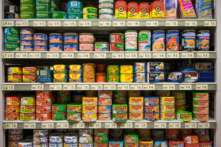 Selangor, Malaysia : June 19th 2016 - Shot of can foods at a supermarketのeditorial素材