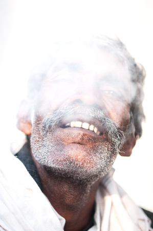 Baswa, India : February 19th, 2015 - Shot of a person exhaling smoke from a cigarette.のeditorial素材
