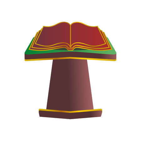 opened red book on podium with gradient style illustrationのイラスト素材