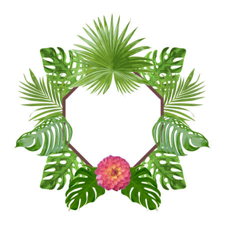 fresh tropical floral decorative frame vectorのイラスト素材