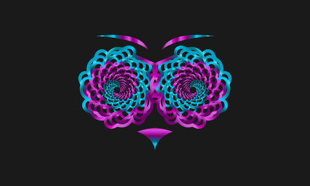 Abstract of purple and blue object on blackのイラスト素材