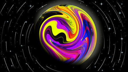 Ultra HD Colorful Abstract 3d marble Planet on dark Background Design | 3D illustration