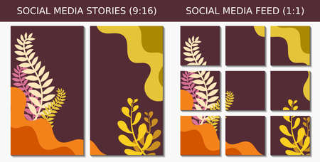 Collection of trendy abstract aesthetic floral background vector illustrations. Social media feeds...