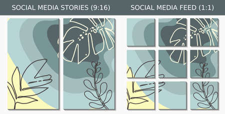 Collection of trendy abstract aesthetic floral background vector illustrations. Social media feeds...