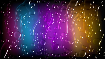 Abstract colorful frosted glass background with splash rain drops. Modern Futuristic art. Dark...