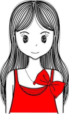 beautiful girl dressed in redのイラスト素材