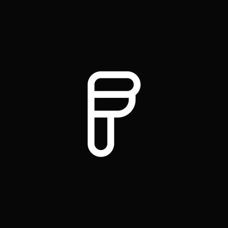 Professional and modern letter f logo with thick outline black and white monogram. minimalist and elegant logo isolated on black backgroundのイラスト素材