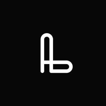 Professional and modern letter L logo with thick outline black and white monogram. minimalist and elegant logo isolated on black backgroundのイラスト素材