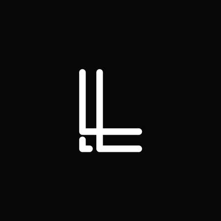 Professional and modern letter L logo with thick outline black and white monogram. minimalist and elegant logo isolated on black backgroundのイラスト素材