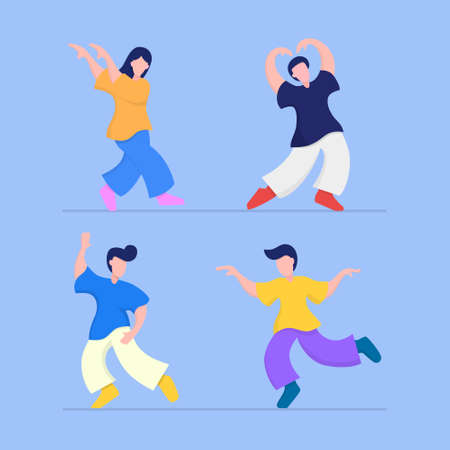 Set of people dancing vector designのイラスト素材