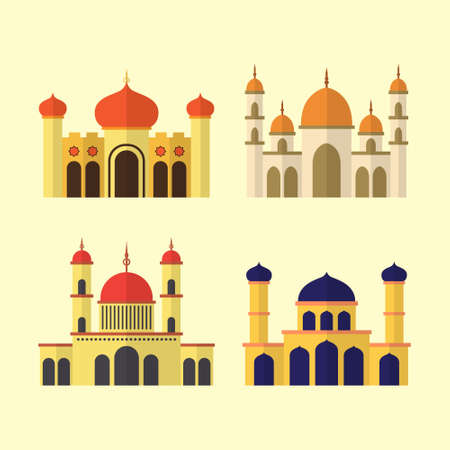 Set of mosque flat vector designのイラスト素材