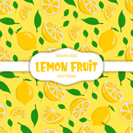 lemon Summer tropical fruits seamless pattern background Vectorのイラスト素材