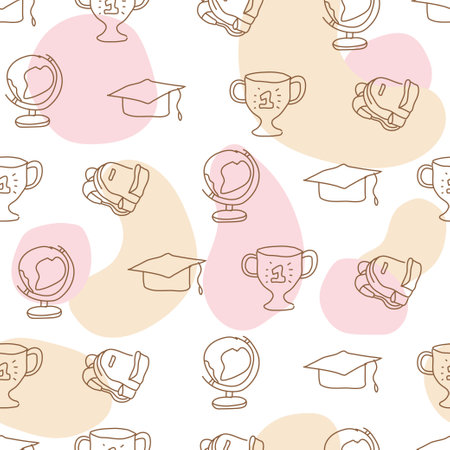 Seamless Pattern Line Art Little Kidsのイラスト素材