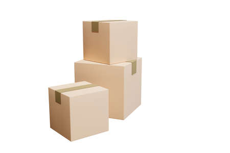 3D rendering flat illustration Online shopping cargo shipping cardboard. Premium illustrationの写真素材
