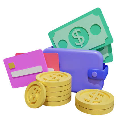 Finance and SEO or payment data for landing page website 3D rendering isolatedの写真素材