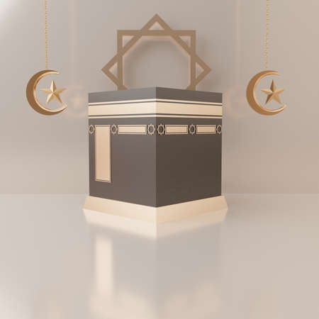 3d rendering mecca pilgrimage kaaba Eid al fitr or ramadan sale banner social media post template...