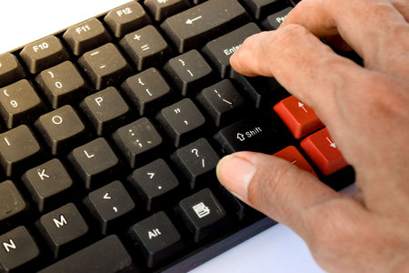 Close up photo of black and red computer keyboard