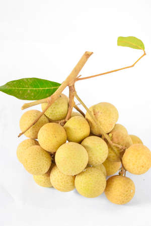 Close-up photo of sweet longan fruit isolated on white background