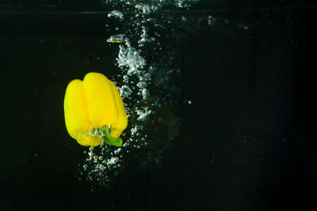 Photo of fresh vegetables falling in the waterの写真素材