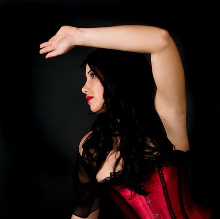 beautiful woman posing in retro styleの写真素材