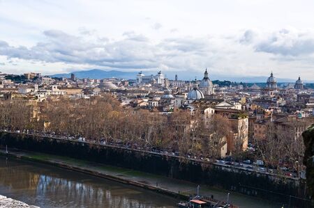 panorama of Rome, aerial view from Castel Sant'Angeloのeditorial素材