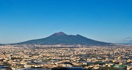 panorama of volcano Vesuvio and Pompei in the morningのeditorial素材