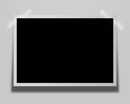 Photograph pasted to bulletin boardの写真素材