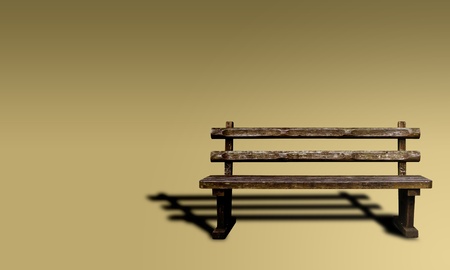 Wooden bench of white backgroundの写真素材