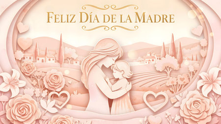 Feliz DÃ­a de la Madre: Celebrating Love and Family in Paper Artの素材