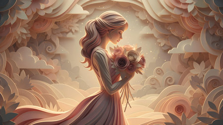 Feliz DÃ­a de la Madre: A Tender Moment Captured in Paper Artの素材