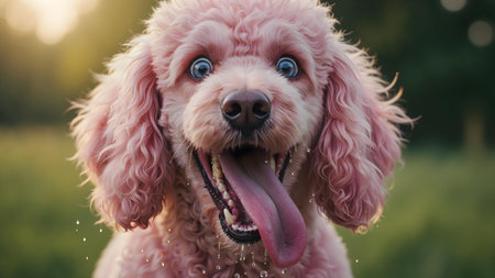 Crazy Drooling Pink Poodle With Wild Eyesの素材