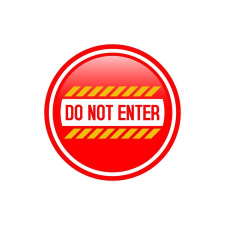 Caution ban symbol direction sign. Warning stop sign for traffic information message isolated on white backgroundのイラスト素材
