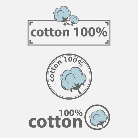Vector isolated icons set for clothing label or eco fabric design template of leaf, flower and thread in needleのイラスト素材