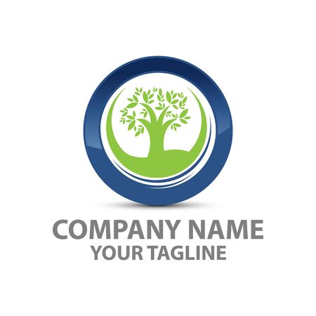 herbal leaf , Ecology, natural, organic label or logo,Plant nature ecology, tree Vector illustration abstract tree logo. Vector logo design templateのイラスト素材