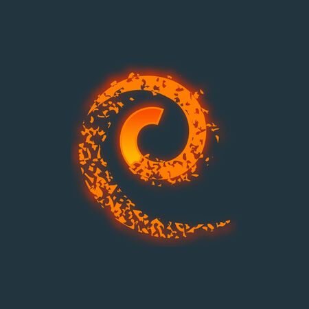 orange glitter confetti spiral wave line.のイラスト素材