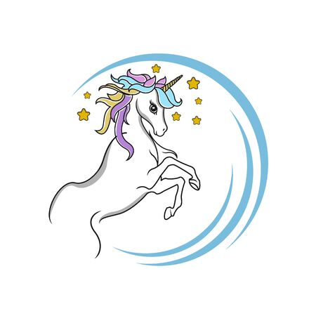 Magic unicorn - vector. Cute unicorn faceのイラスト素材