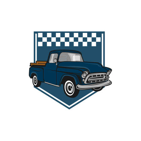 Classic truck illustration or vintage or retro car logo design. vintage style.EPS 10のイラスト素材