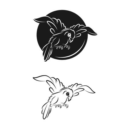 Abstract flying bird logo design outline style.flying Bird leaf branch holy logo vector art illustration.EPS 10のイラスト素材