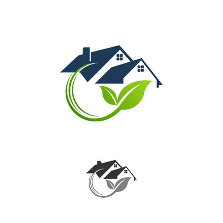 simple green house real estate logo and vector icon.EPS 10のイラスト素材