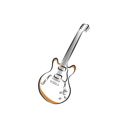 Guitar icon vector, Acoustic musical instrument sign Isolated on white background. Trendy Flat style for graphicのイラスト素材