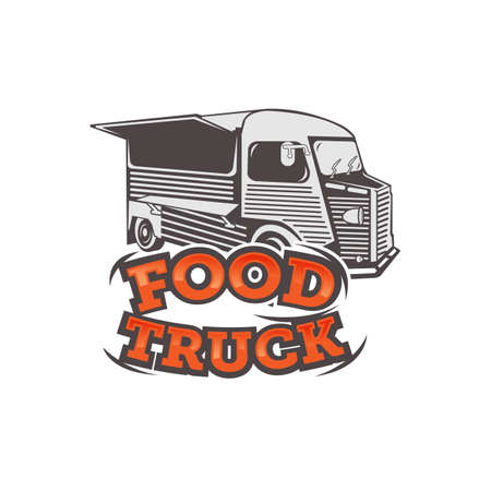 Vector illustration of street food truck graphic badge. Food old logo design.EPS 10のイラスト素材